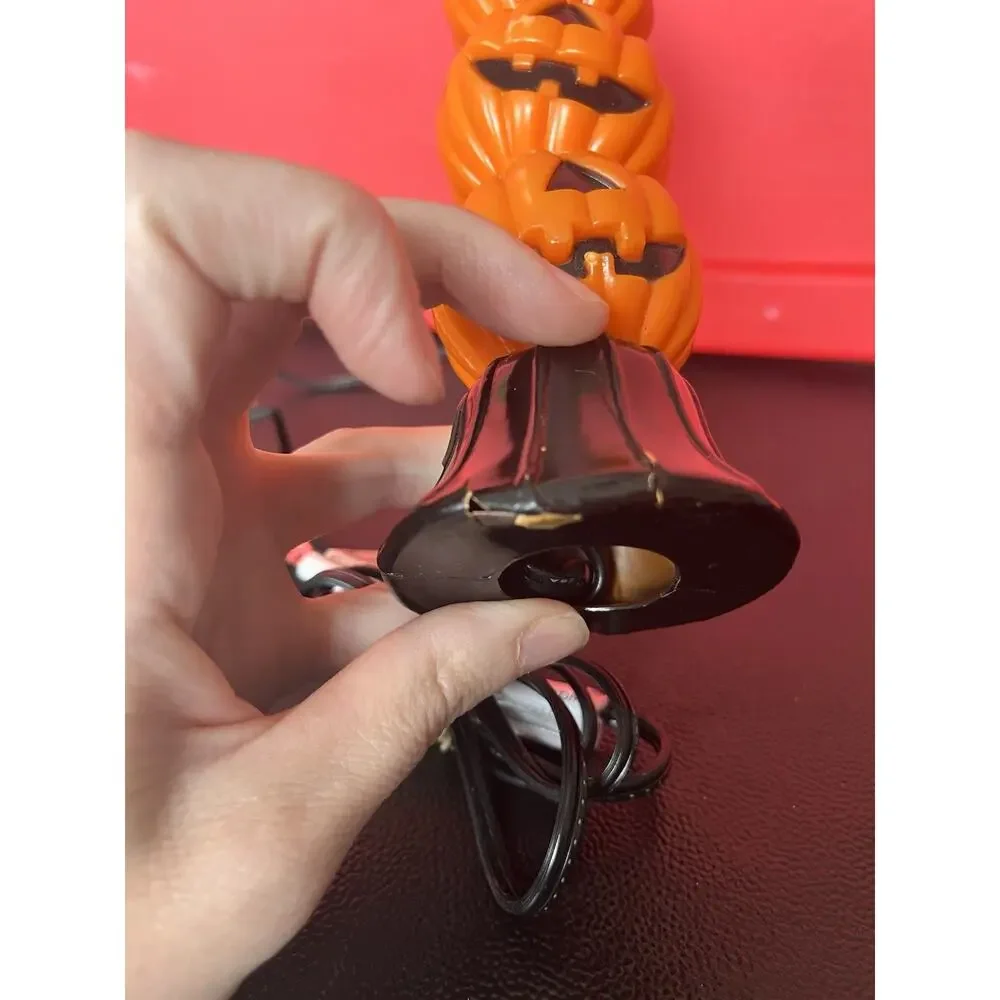 Vintage Halloween Stacked Jack O Lantern Plastic Blow Mold Candle Needs Bulb
